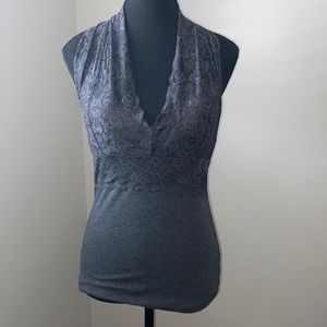 zenana outfitters. Gray lace halter top. Great condition worn once.